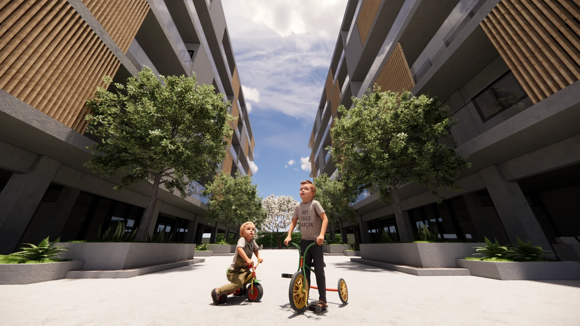 Praça no térreo do Edifício Tríade, projeto de Maria Luiza dos Santos